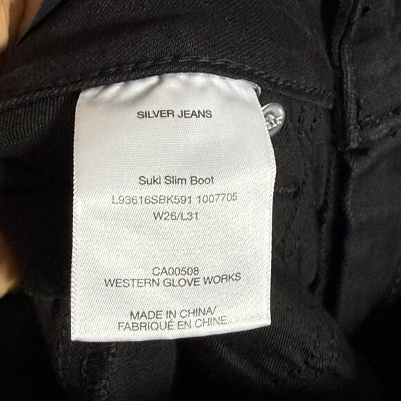 Silver Jeans Suki Mid Rise Curvy Fit Slim Bootcut Jeans 26/31 Black Washed New - Picture 4 of 7